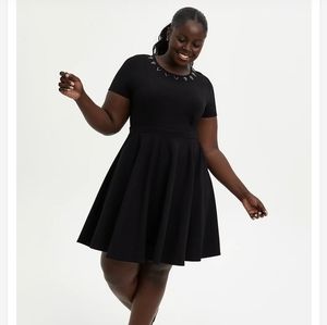 Torrid Black Panther Necklace Black Skater Dress